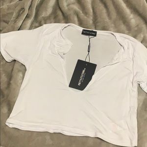 Basic plain white cropped tee